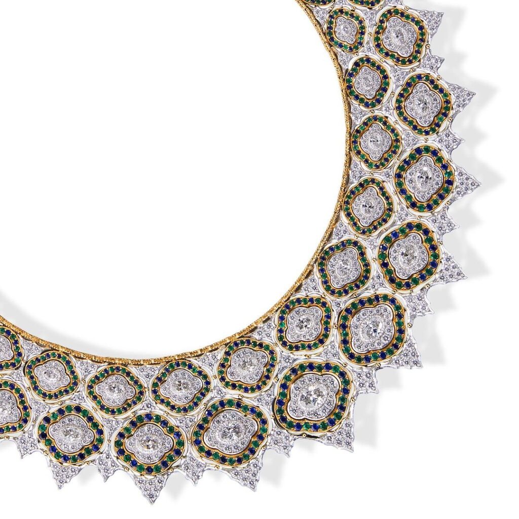 Buccellati reinterpreta la era bizantina con la colección Mosaico / Patricia Olivares Taylhardat, Buccellati, Mosaico, Mosaico High Jewelry, París, oro, diamantes, colección, bisel, collar, bizantina, biseles, colgantes, joya, zafiros, pendientes, anillos, pulseras, jewelry, high, mosaicos