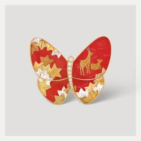 Van Cleef & Arpels y sus mariposas lacadas / Patricia Olivares Taylhardat, Van Cleef & Arpels, Junichi Hakose, Métiers d'art, maison, artesanía, japonés, lacadas, mariposas lacadas, colección, diseños, fusión, joya, maki-e, oro, raden