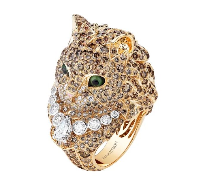 Boucheron y Animaux / Patricia Olivares Taylhardat, Boucheron, Animaux, colección, animales, salvajes, bestiario, joyas, anillo, Tucán, diamantes, oro, zafiro, Fuzzy, leopardo, turmalina, diamantes, champán, Wladimir, gato, zafiros, tsavoritas, diamantes